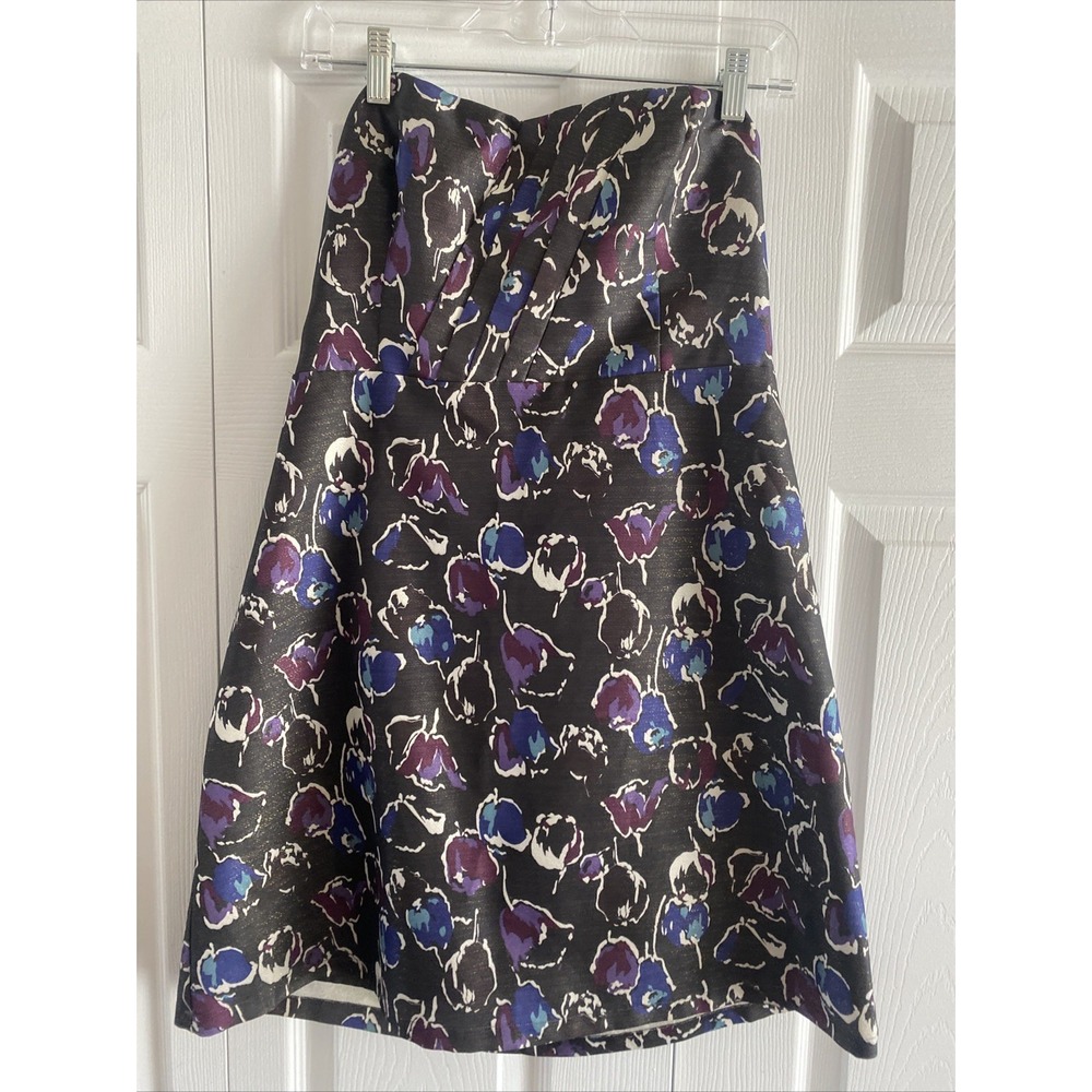 American Eagle Strapless Floral Mini Dress Womens‎ Size 10 Black Purple Party
